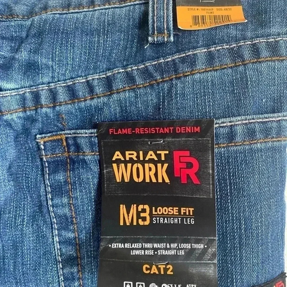 Ariat Work Flame Resistant M3 Loose Fit Straight Leg CAT 2 Jeans Size 48/32 New! - Picture 7 of 12